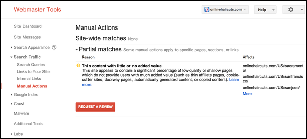 google manual penalty