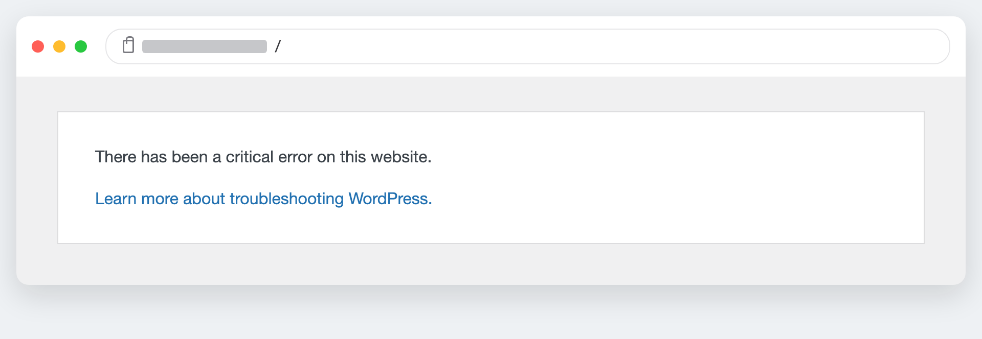 WordPress front end showing the message There has been a critical error on this website, the modern form of the White Screen of Death