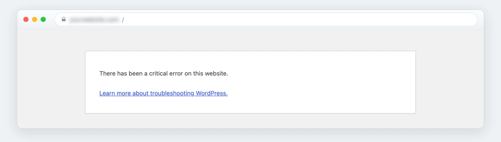 WordPress front end showing the message There has been a critical error on this website, the modern form of the White Screen of Death