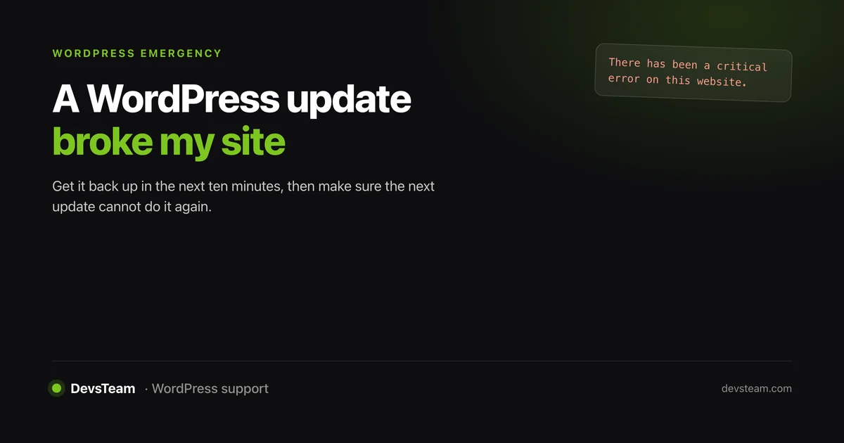 A WordPress Update Broke My Site: How to Fix It (and Stop It Happening)